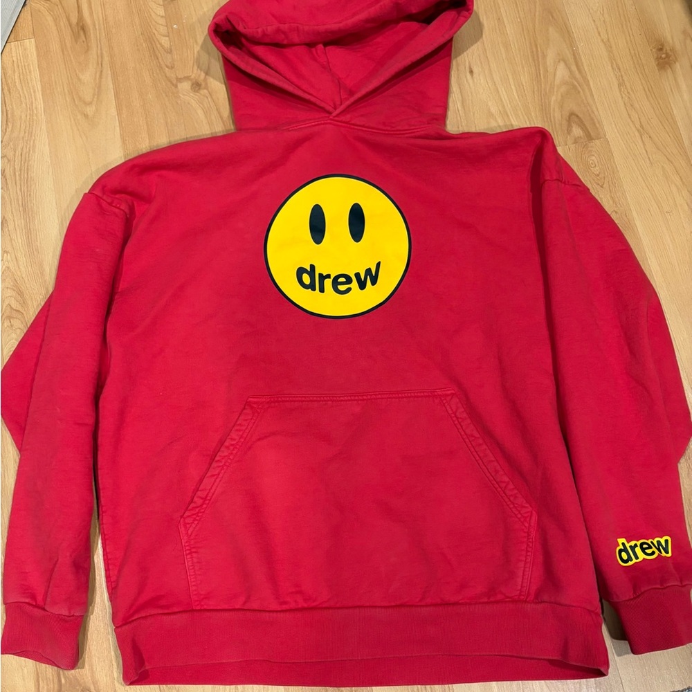Drew House Red Hoodie with Yellow Logo